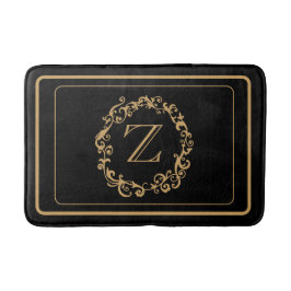 Zwart gouden rand ontwerp monogram Letter Bath Mat