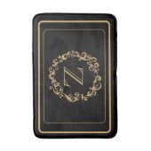 Zwart gouden rand ontwerp monogram Letter Bath Mat (Voorkant Verticaal)