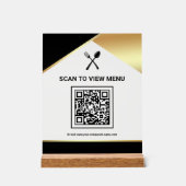 Zwart Gouden Restaurant Digitale QR-code Menu Acryl Bord (Voorkant)