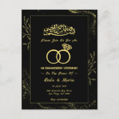 Zwart Gouden Ring Islamitisch Verloving Briefkaart (Voorkant)