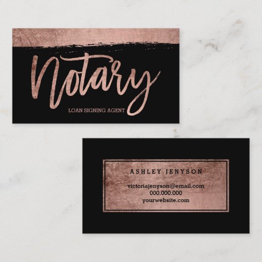 Zwart gouden roos met notaris visitekaartje (Voorkant / Achterkant)