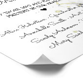 Zwart & Gouden Roos Ter Nagedachtenis Trouwbord Poster (Hoek)