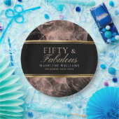 Zwart gouden Roos, zwart, vijftig en liefdesnaam Papieren Bordje (Feest)