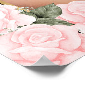 Zwart Gouden Roze Bloem Foto Herdenking Rouwbord Poster (Hoek)