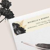 Zwart gouden Rozen retour adreslabel Etiket