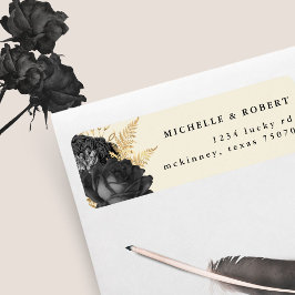 Zwart gouden Rozen retour adreslabel Etiket