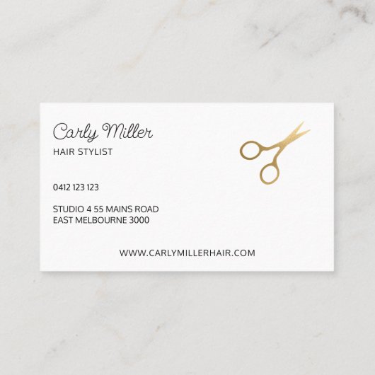 Zwart & Gouden Schaar Patroon Haar Stylist Salon Visitekaartje (Achterkant)