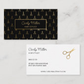 Zwart & Gouden Schaar Patroon Haar Stylist Salon Visitekaartje (Voorkant / Achterkant)