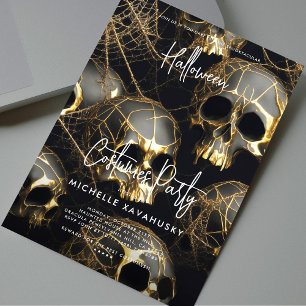 Zwart Gouden Schedel Volwassen Halloween Party Mod Kaart