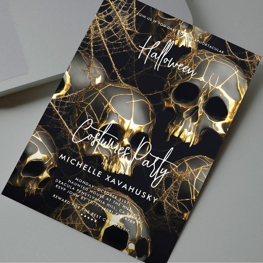 Zwart Gouden Schedel Volwassen Halloween Party Mod Kaart