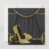 Zwart Gouden Schoen Fabulous 40ste Verjaardag Part Kaart (Achterkant)
