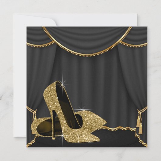 Zwart Gouden Schoen Fabulous 40ste Verjaardag Part Kaart (Achterkant)