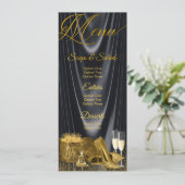 Zwart Gouden Schoen Vrouw Verjaardagsmenu Programm Kaart (Staand voorkant)