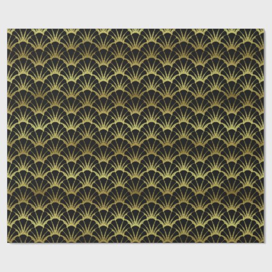 Zwart gouden schuifplanken Classy Deco Scale Cadeaupapier (Vlak)