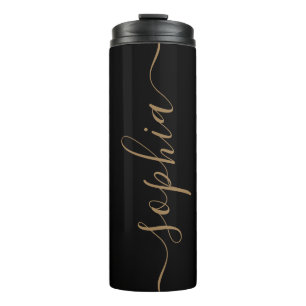 Zwart Gouden Script Aangepaste Thermische Tumbler Thermosbeker
