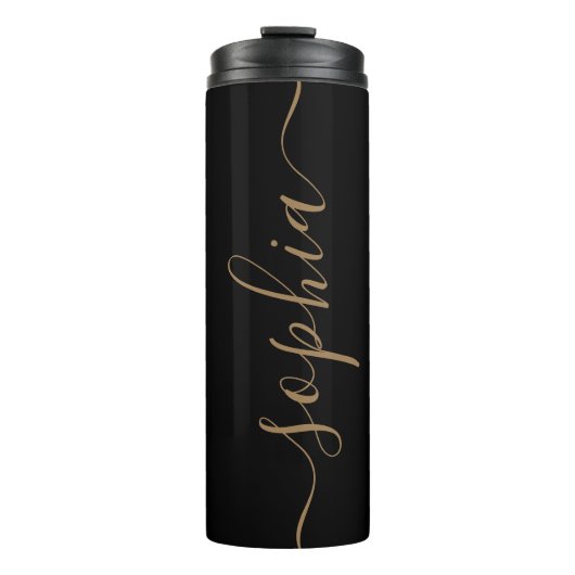 Zwart Gouden Script Aangepaste Thermische Tumbler Thermosbeker (Voorkant)