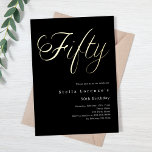 Zwart gouden script luxe 50e verjaardag folie uitnodiging<br><div class="desc">Een moderne,  stijlvolle uitnodiging voor een 50ste verjaardagsfeestje voor hem en haar. Zwarte achtergrond en het woord Sixty geschreven met grote faux gouden letters. Personaliseer en voeg een naam en feestdetails toe.</div>