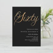 Zwart gouden script luxe 60e verjaardag kaart (Staand voorkant)