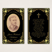 Zwart Gouden Script Uitvaartmonument Gebed Kaart (Voorkant /achterkant)