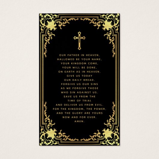 Zwart Gouden Script Uitvaartmonument Gebed Kaart (Achterkant)