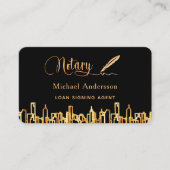 Zwart gouden skyline QR-code foto van notaris Visitekaartje (Voorkant)