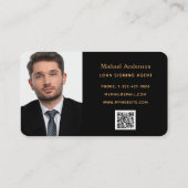 Zwart gouden skyline QR-code foto van notaris Visitekaartje (Achterkant)