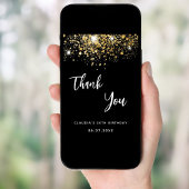 Zwart gouden sparters schrift bedankt kaart