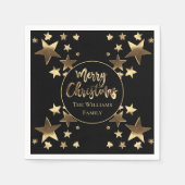 Zwart-gouden Star Pattern Elegant Kerstmis Servet (Voorkant)
