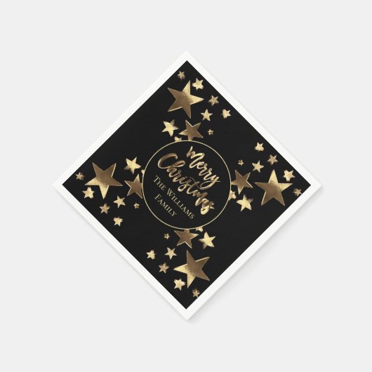 Zwart-gouden Star Pattern Elegant Kerstmis Servet (Hoek)