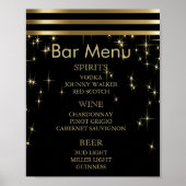Zwart-gouden Starlights met bars - Bar Menu Poster (Voorkant)