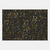 Zwart & Gouden Sterpatroon Inpakpapier Vel (Voorkant)