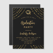 Zwart gouden sterren afstudeerfeest luxe magnetische uitnodiging (Voorkant / Achterkant)