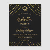 Zwart gouden sterren afstudeerfeest luxe magnetische uitnodiging (Voorkant)