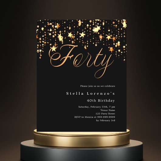 Zwart gouden sterren budget 40e verjaardag uitnodi