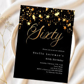 Zwart gouden sterren budget 60e verjaardag uitnodi