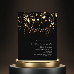 Zwart gouden sterren budget 70e verjaardag uitnodi