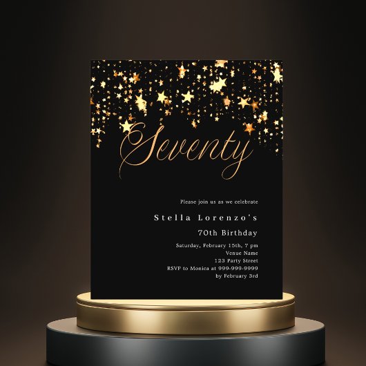 Zwart gouden sterren budget 70e verjaardag uitnodi