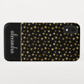 Zwart - Gouden Sterren Celestial Monogram Case-Mate iPhone Case (Achterkant (horizontaal))