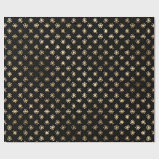 Zwart Gouden Sterren Confetti Delicate Confetti Zo Cadeaupapier (Vlak)