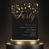 Zwart gouden sterren elegante 40e verjaardag kaart