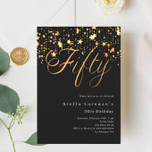 Zwart gouden sterren elegante 50ste verjaardag kaart