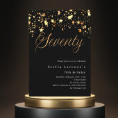Zwart gouden sterren elegante 70e verjaardag kaart