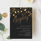 Zwart gouden sterren elegante 80ste verjaardag kaart