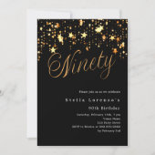 Zwart gouden sterren elegante 90ste verjaardag kaart (Voorkant)