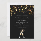 Zwart gouden sterren juicht verjaardag kaart (Voorkant)