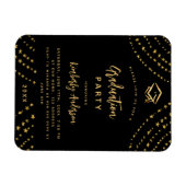 Zwart gouden sterren moderne luxe afstudeerfeest magneet (Horizontaal)