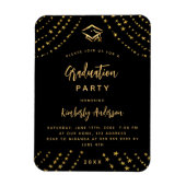 Zwart gouden sterren moderne luxe afstudeerfeest magneet (Verticaal)