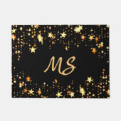 Zwart gouden sterren monogram elegant deurmat (Voorkant)