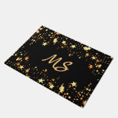 Zwart gouden sterren monogram elegant deurmat (Schuin)