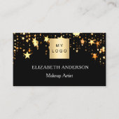 Zwart gouden sterren Qr code social media foto log Visitekaartje (Voorkant)